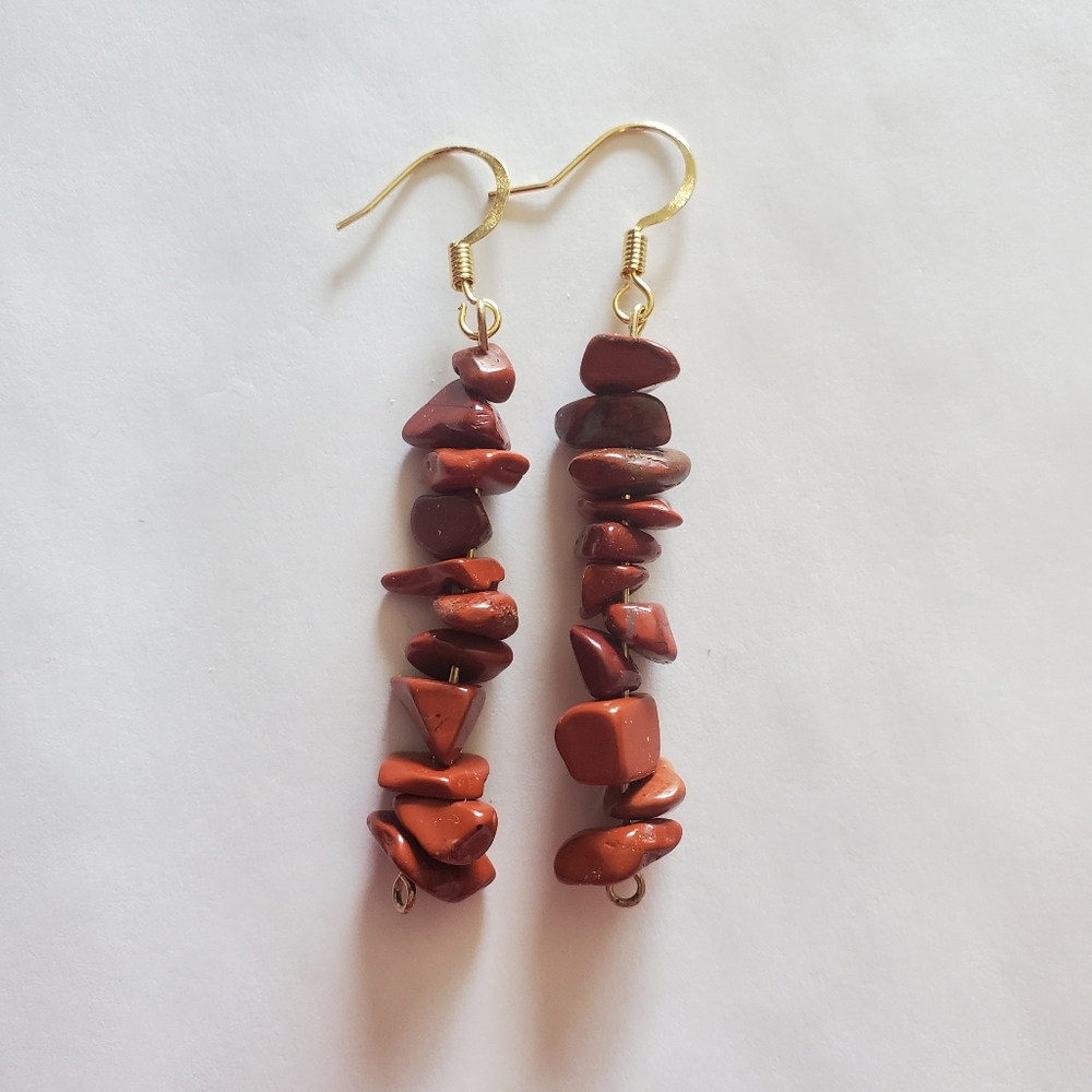 Hand crafted Red Jasper Chip Bead Earrings